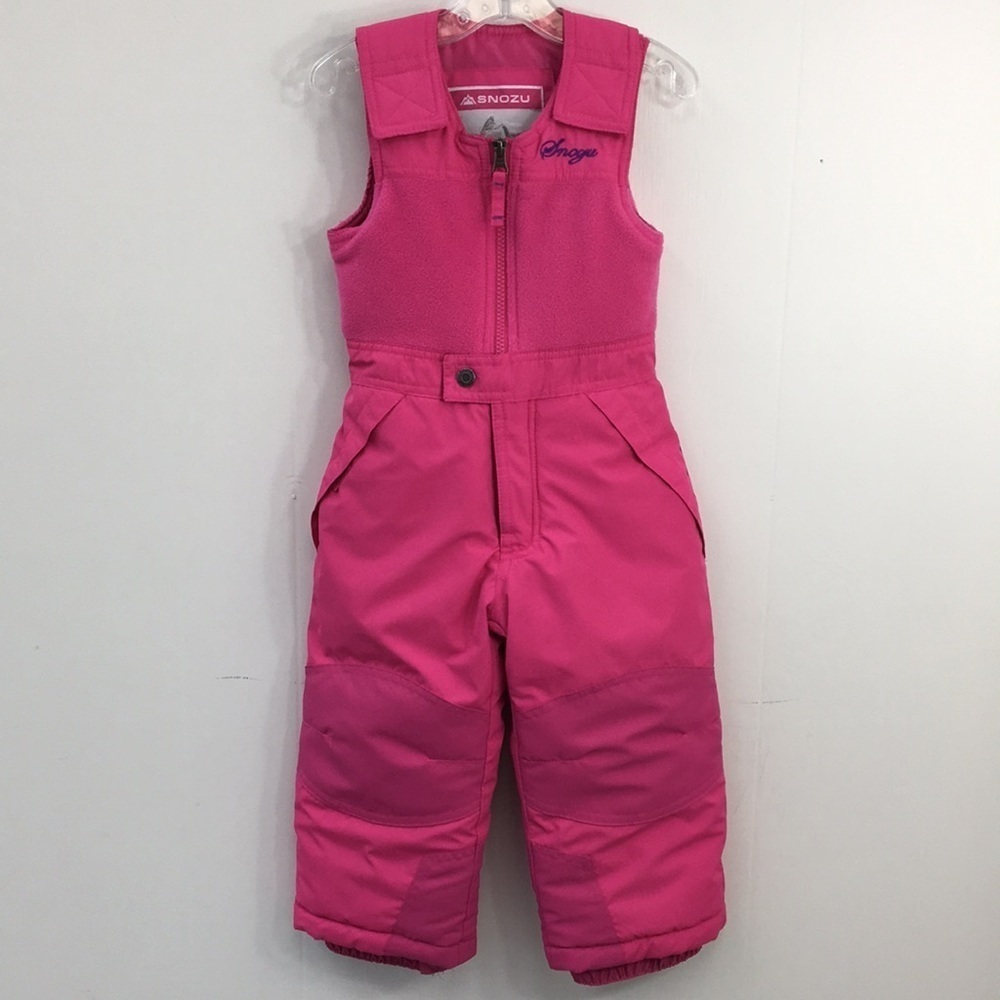 Snozu Girls Snow Bright Pink Bib-Overalls Size 3T EXCELLENT Condition